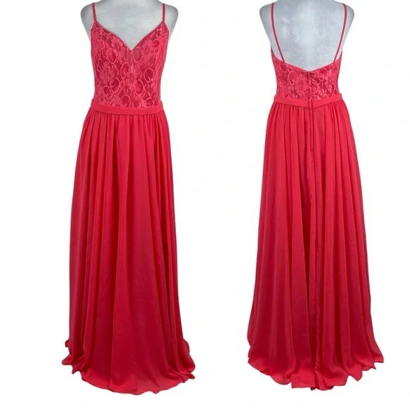 Allure Bridal Red Orange Maxi Dress NWT Size 10 - Picture 2 of 12